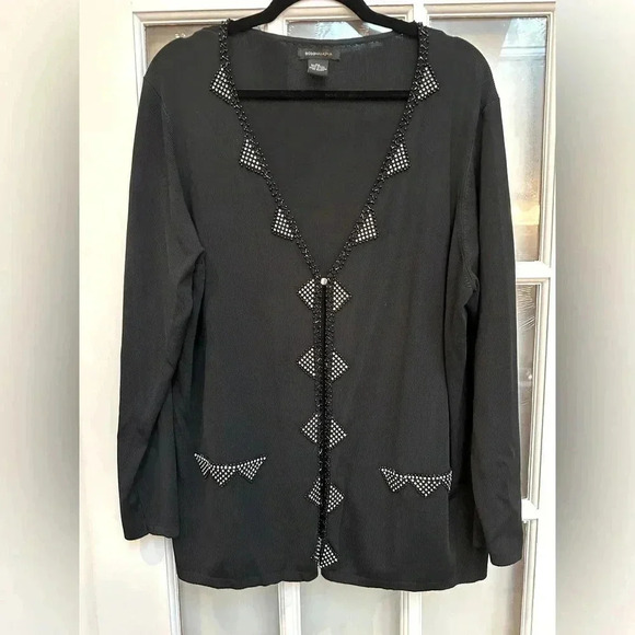 Vintage BCBGMAXAZRIA Y2K Beaded Crystal Sequin Formal Cardigan Plus Size 2X - Picture 9 of 9
